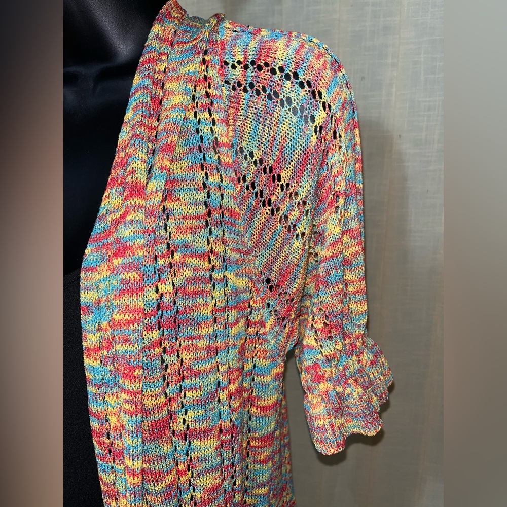 SHEIN Black Fringe Top & Multicolor Cardigan Set Size Women’s Plus 2X NWOT - Picture 5 of 15